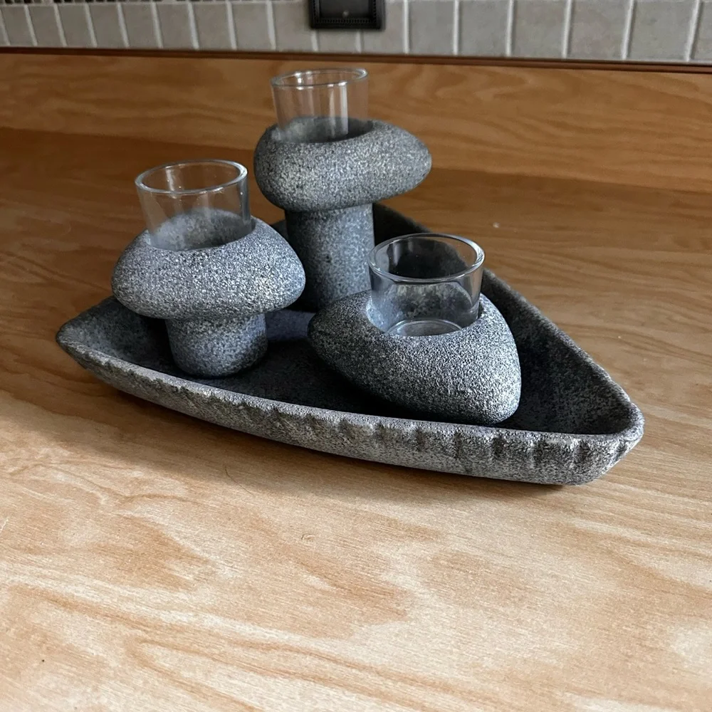 PartyLite Living StonesTextured Gray candle Decorative home decor - Picture 7 of 17